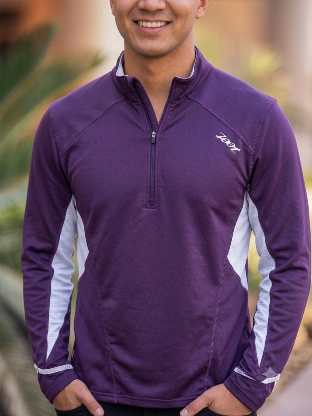 Zoot Men’s Purple Half-Zip Performance Pullover with White Panels Size Large